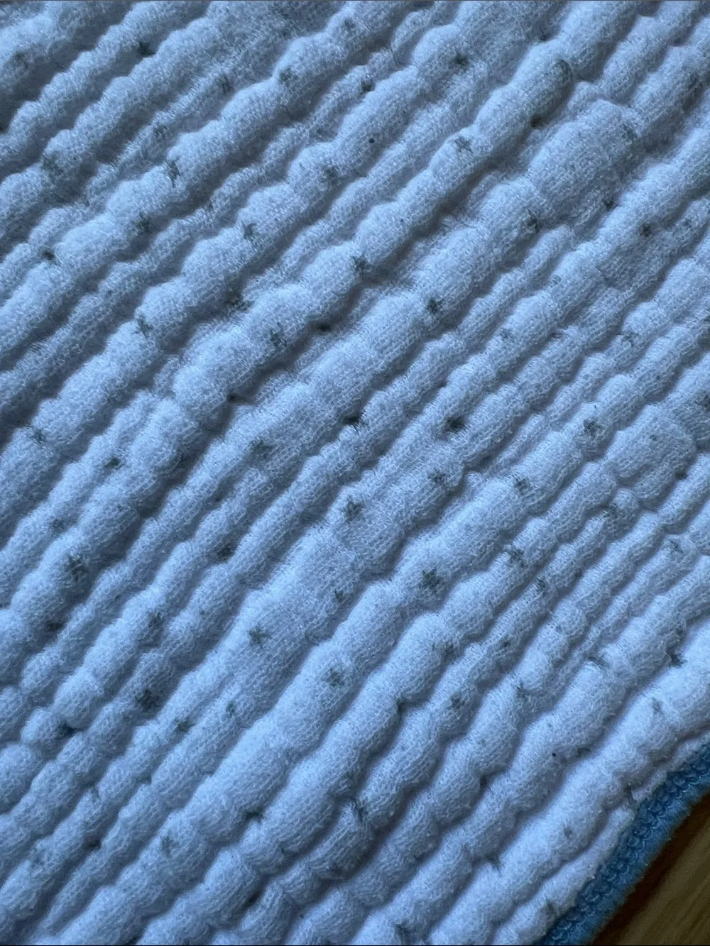 Aden + Anais Baby Muslin Blanket in White space print with Blue Trim